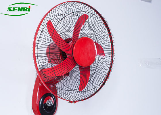 Red 15w 16 Inch 12v Dc Wall Fan , Solar Powered Indoor Outdoor Wall Mount Fan